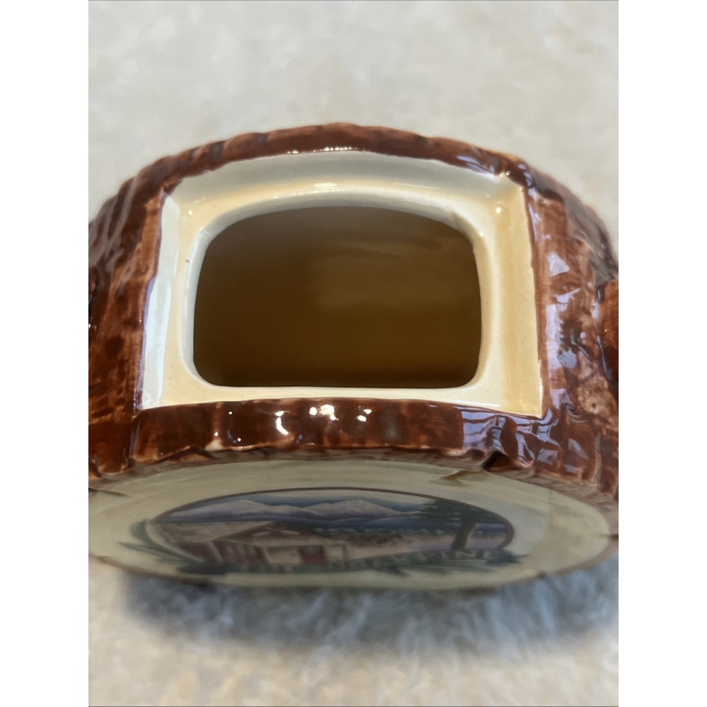 Fitz & Floyd 1993 The Sugar Pine Ceramic Log Cabin Sugar Bowl | Rustic Lodge - Picture 7 of 16